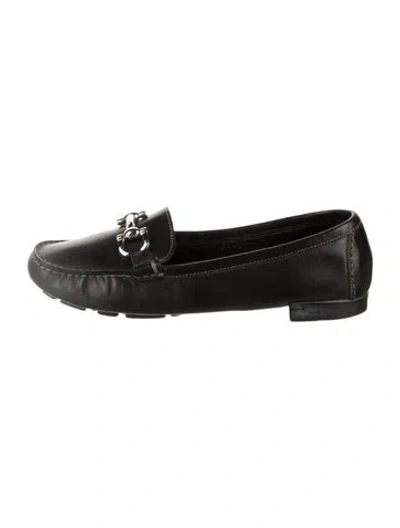 Pre-owned Ferragamo Horsebit Accent Leather Loafers In Black
