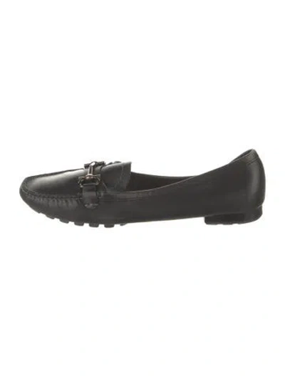 Pre-owned Ferragamo Horsebit Accent Leather Loafers In Black