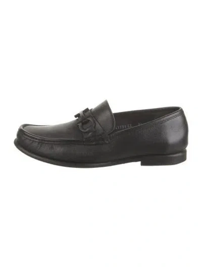 Pre-owned Ferragamo Horsebit Accent Leather Loafers In Black