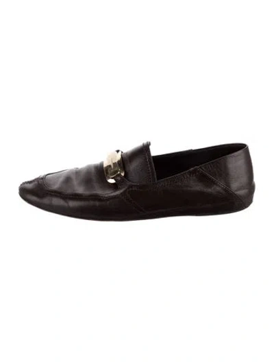Pre-owned Ferragamo Horsebit Accent Leather Loafers In Brown