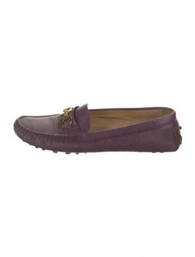 Pre-owned Ferragamo Horsebit Accent Leather Loafers In Purple