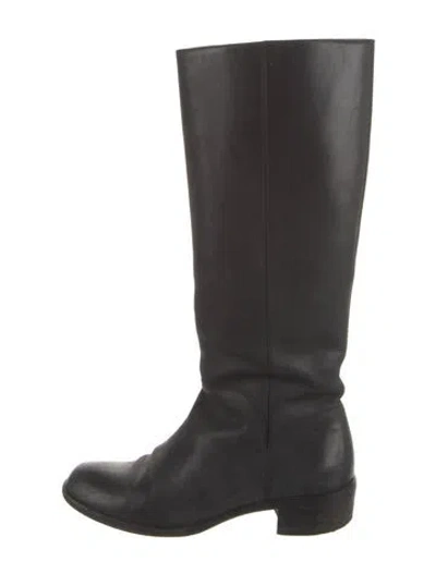 Pre-owned Ferragamo Horsebit Accent Leather Riding Boots In Black