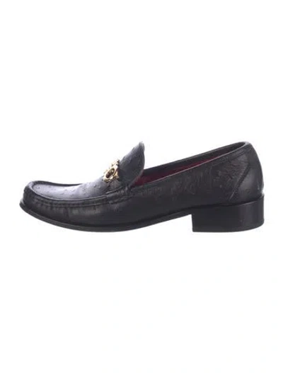 Pre-owned Ferragamo Horsebit Accent Ostrich Loafers In Multi