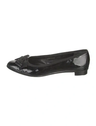 Pre-owned Ferragamo Horsebit Accent Patent Leather Ballet Flats In Black