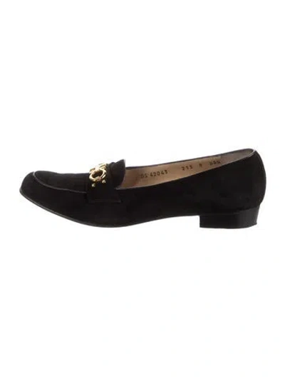 Pre-owned Ferragamo Horsebit Accent Suede Loafers In Black