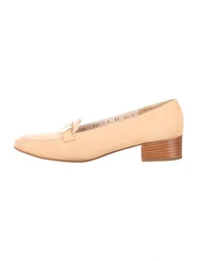 Pre-owned Ferragamo Horsebit Accent Suede Loafers In Neutral