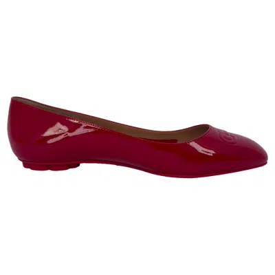 Ferragamo Horsebit Ballet Flats In Burgundy Patent Leather