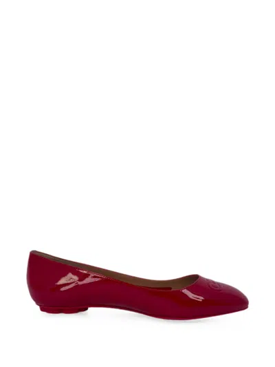 Pre-owned Ferragamo Horsebit Ballet Flats In Red