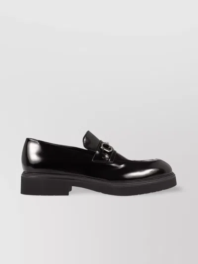 FERRAGAMO HORSEBIT CHUNKY SOLE LEATHER LOAFERS