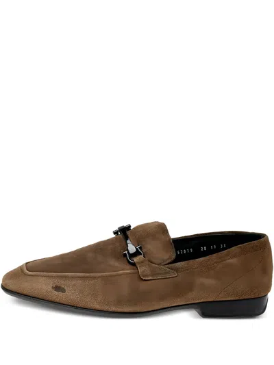 Pre-owned Ferragamo Horsebit Suede Loafers