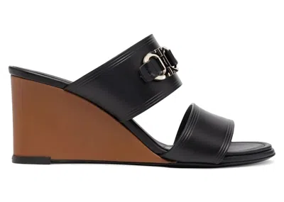 Pre-owned Ferragamo Horsebitdetail Open Toe Sandals (women's) Sneakers In Black