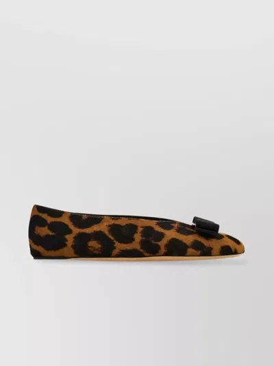 Ferragamo Horsehair Print Bow Ballet Flats