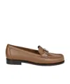 Ferragamo Horseshoe Buckle Decorative Flat Shoes In Brown