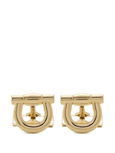 Ferragamo Horseshoe-detail Cufflinks In Gold