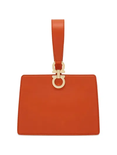 Ferragamo Horseshoe-handle Mini Clutch In Orange