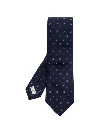 Ferragamo Horseshoe-motif Tie In Blue