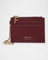Ferragamo Hot Stamp Zip Leather Card Holder In Borgogna
