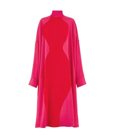 Ferragamo Woman Hourglass Print Tunic Dress In Pink