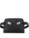 Ferragamo Leather Belt Bag Adjustable Strap In Black