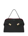 Ferragamo Hug Bicolor Handbag In Nero