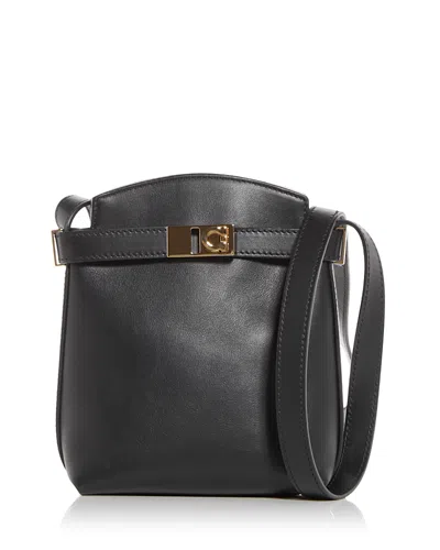 Ferragamo Hug Bicolor Leather Crossbody Mini Bag In Nero