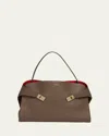 Ferragamo Large Hug Soft Bi-color Shoulder Bag In Clay