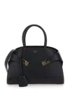 Ferragamo Hug S Black Handbag With Logo And Gancini Buckle In Leather Woman In Multicolor