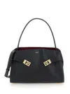 Ferragamo 'hug' Black Shoulder Bag With Logo Print On The Front In Leather Woman In Black