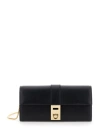 Ferragamo Hug Leather Wallet On A Chain In Black