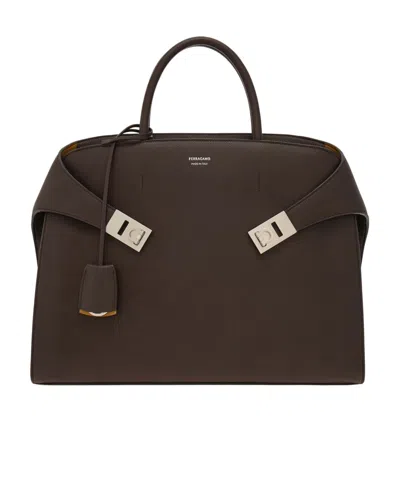 Ferragamo Hug Briefcase In Brown