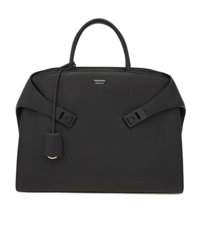 Ferragamo Hug Briefcase In Black