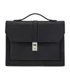 Ferragamo Clasp Textured Hug Briefcase In Black