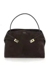 Ferragamo 'hug' Brown Shoulder Bag With Logo Printed On Front In Brown