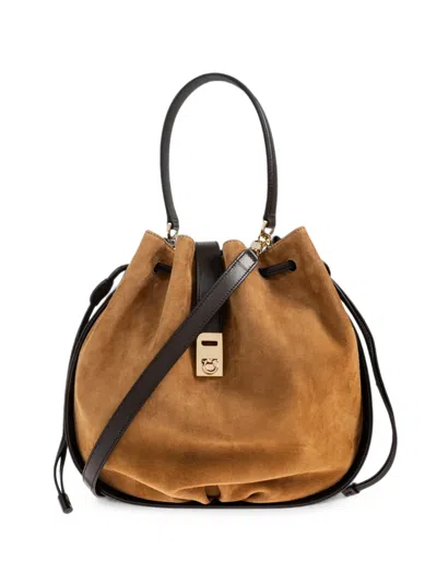 Ferragamo "hug" Bucket-type Handbag In Gold