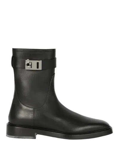Ferragamo Hug Buckle Ankle Boots In Black