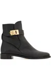 Ferragamo Hug-buckle Ankle Boots In Green