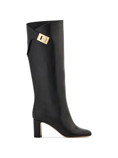 Ferragamo Hug Buckle Boots In Black