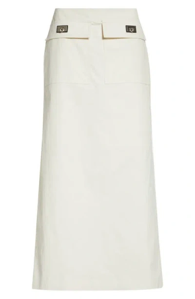 Ferragamo Hug Buckle Coated Linen Cargo Skirt In White