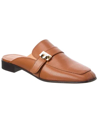 Ferragamo Hug Buckle Leather Mule In Brown