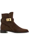 Ferragamo Hug Buckle-strap Ankle Boots In Brown