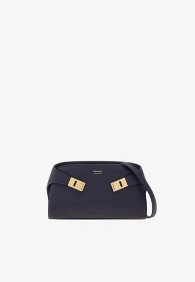 Ferragamo Hug Calf Leather Crossbody Bag In Blue
