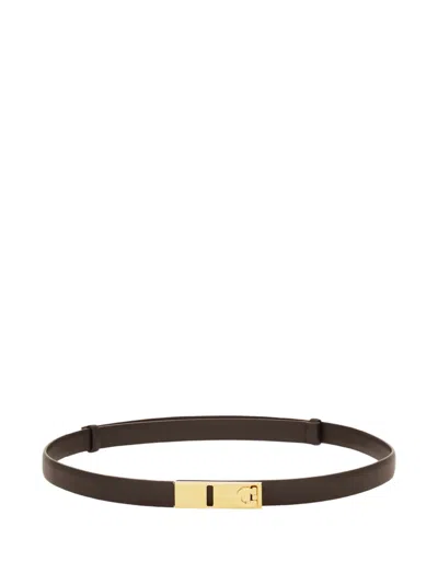 Ferragamo Hug Calfskin-leather Belt In Brown
