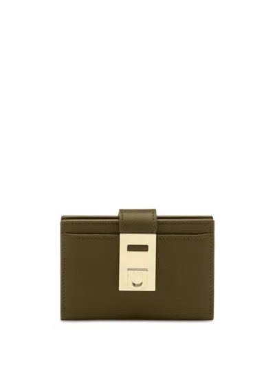 Ferragamo Hug Cardholder In Green