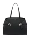 Ferragamo Hug Clasp-detail Calfskin Shoulder Bag In Black