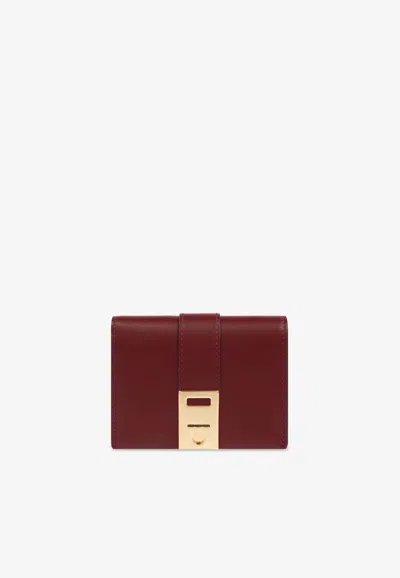 Ferragamo Hug Compact Bi-color Leather Wallet In Brown