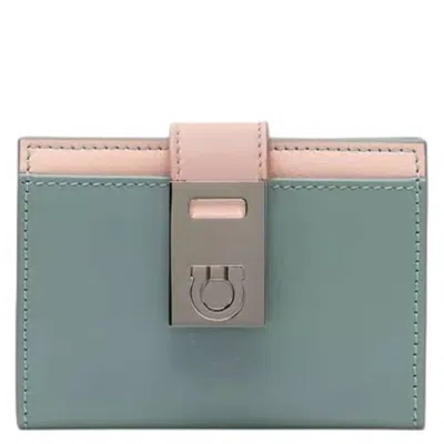 Ferragamo Hug Compact Card Holder In Green