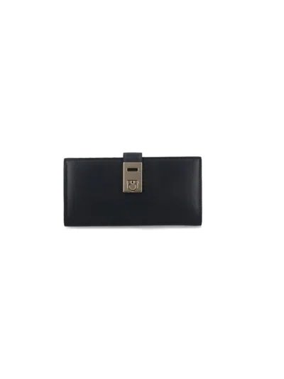 Ferragamo "hug" Continental Wallet - Black