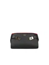 Ferragamo Hug Mini Leather Crossbody In Nero Flame Red
