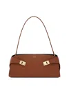 Ferragamo Hug East-west Small Leather Shoulder Bag In Brown