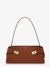 Ferragamo Hug East-west Small Leather Shoulder Bag In Brown